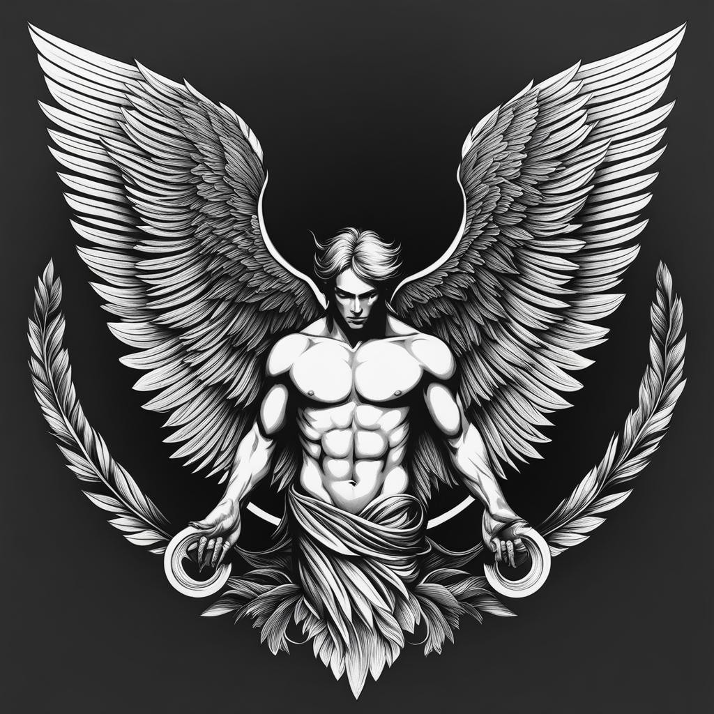 icarus tattoo black and white design 