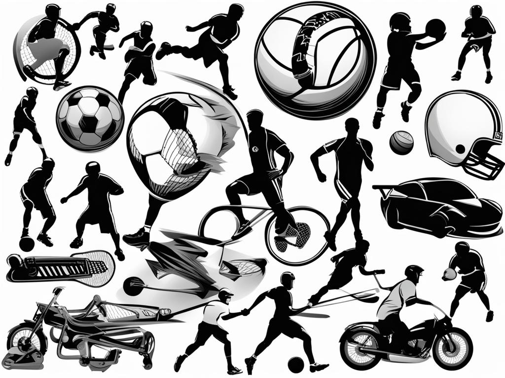 sports clipart black and white 