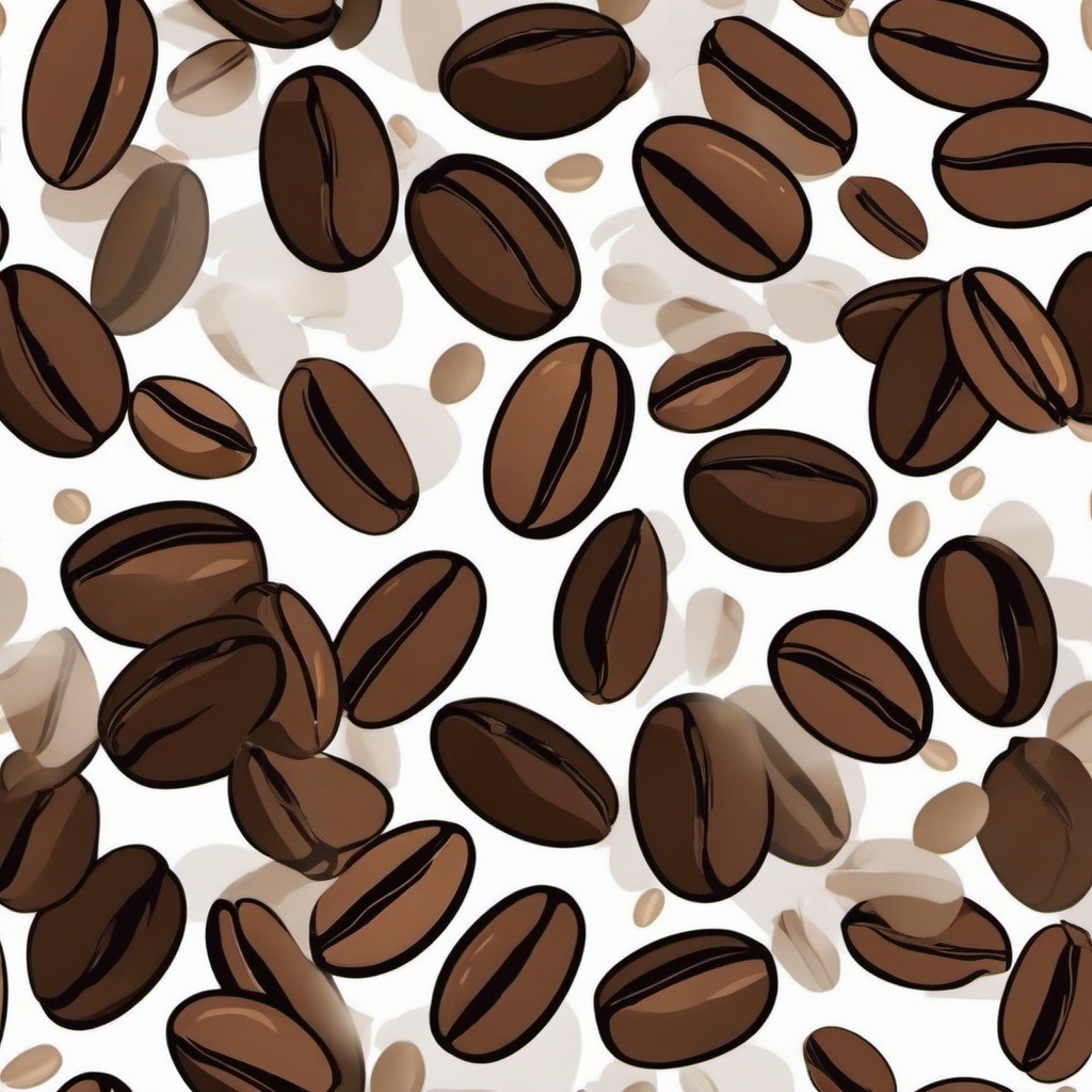 Coffee Beans Sticker - Scattered coffee beans illustration, ,vector color sticker art,minimal