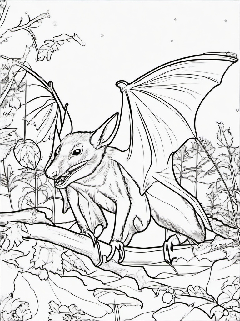 Bat Coloring Pages - Nighttime Insect Eating Mammal  black outline printable coloring page