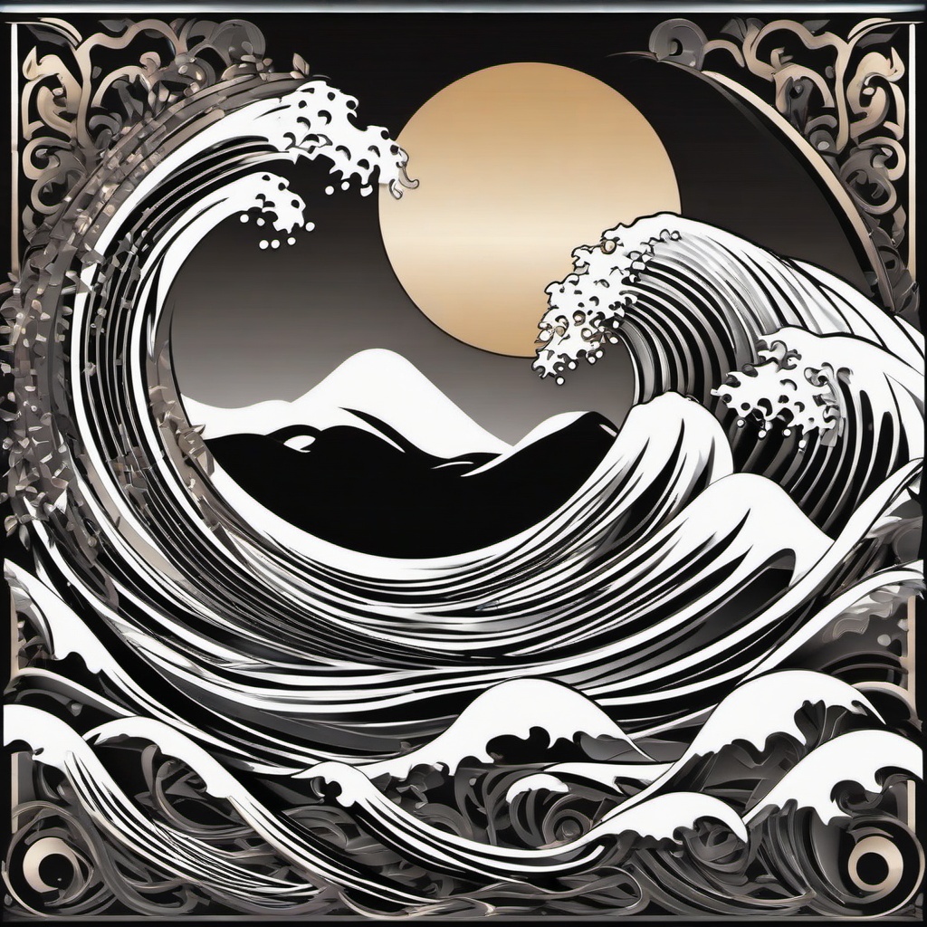 wave tattoo 3d  simple vector tattoo design