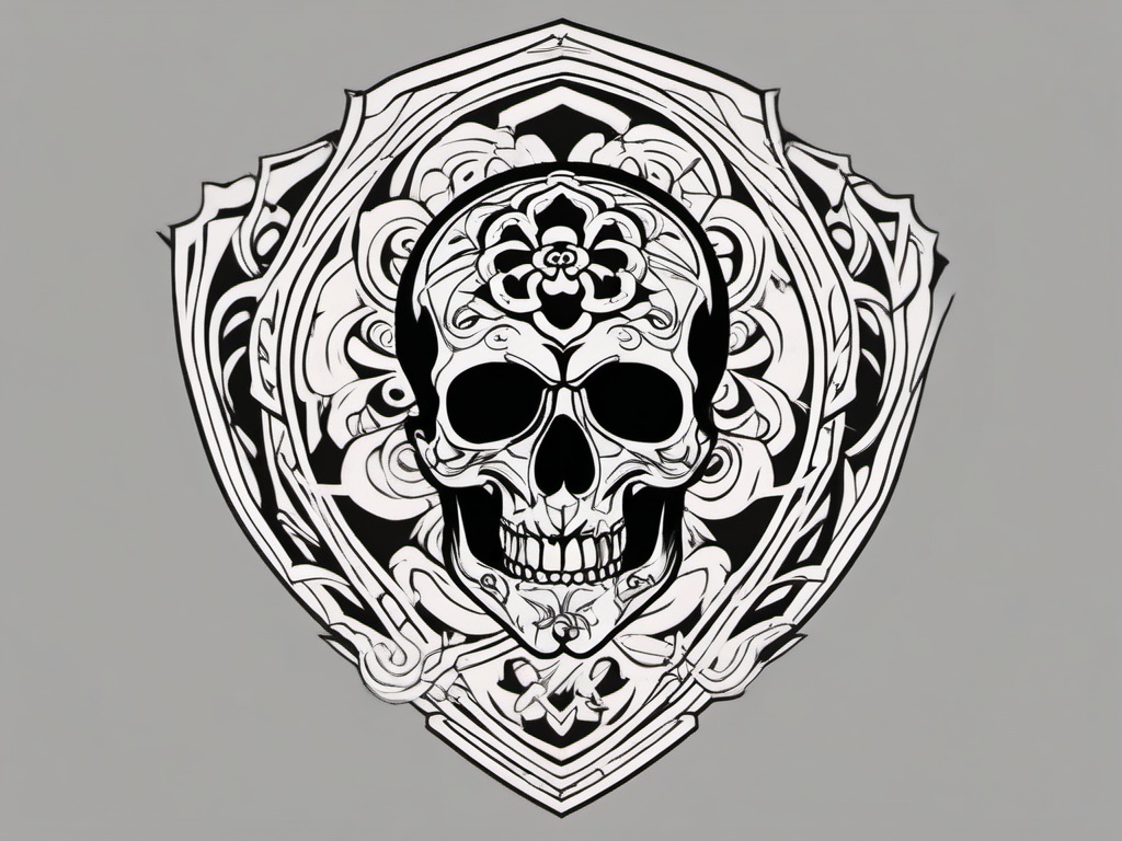 irish skull tattoo designs  simple color tattoo,minimal,white background