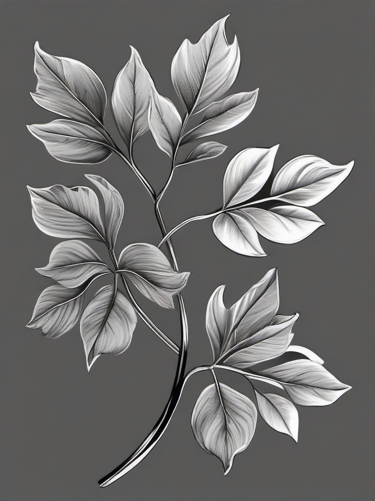 drawing of a vine with glowing leaves  minimal rough sketch scribbles,doodles,black and white