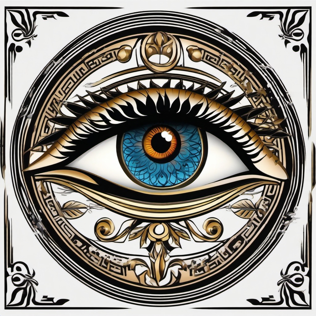 greek eye tattoo  simple vector color tattoo