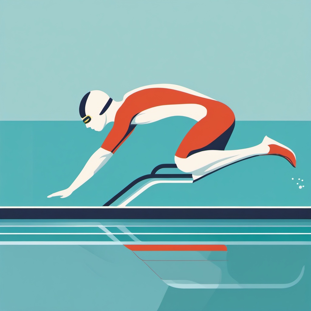 Swimmer clipart - swimmer about to dive off the starting block  color,minimalist,vector clipart