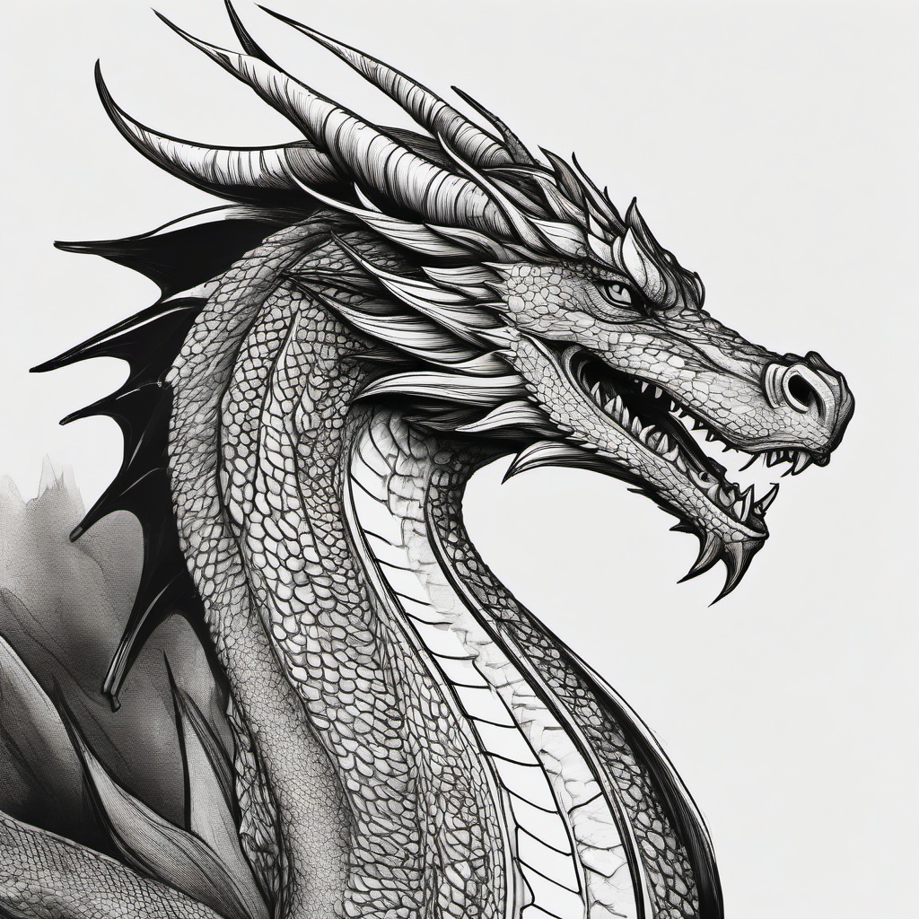 simple drawing of dragon  minimal rough sketch scribbles,doodles,black and white