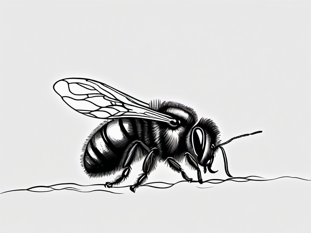 drawing of a bee larvae  minimal rough sketch scribbles,doodles,black and white