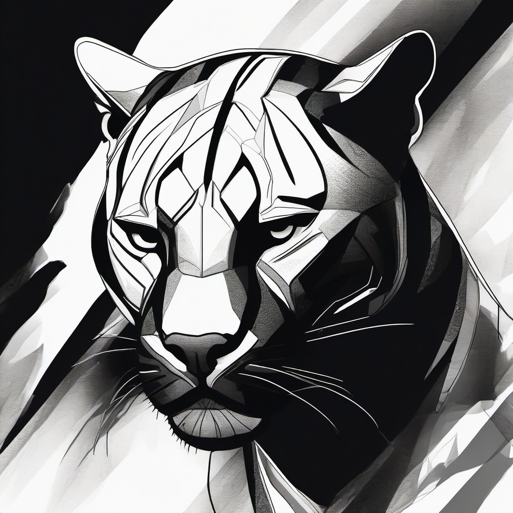 drawing of black panther animal  minimal rough scribbles,doodles,black and white