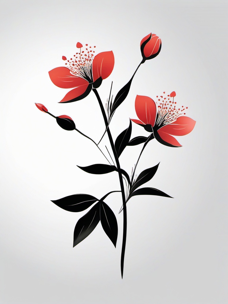 Japanese Tattoo Blossom - Tattoo featuring blossoms in Japanese style.  simple color tattoo,white background,minimal