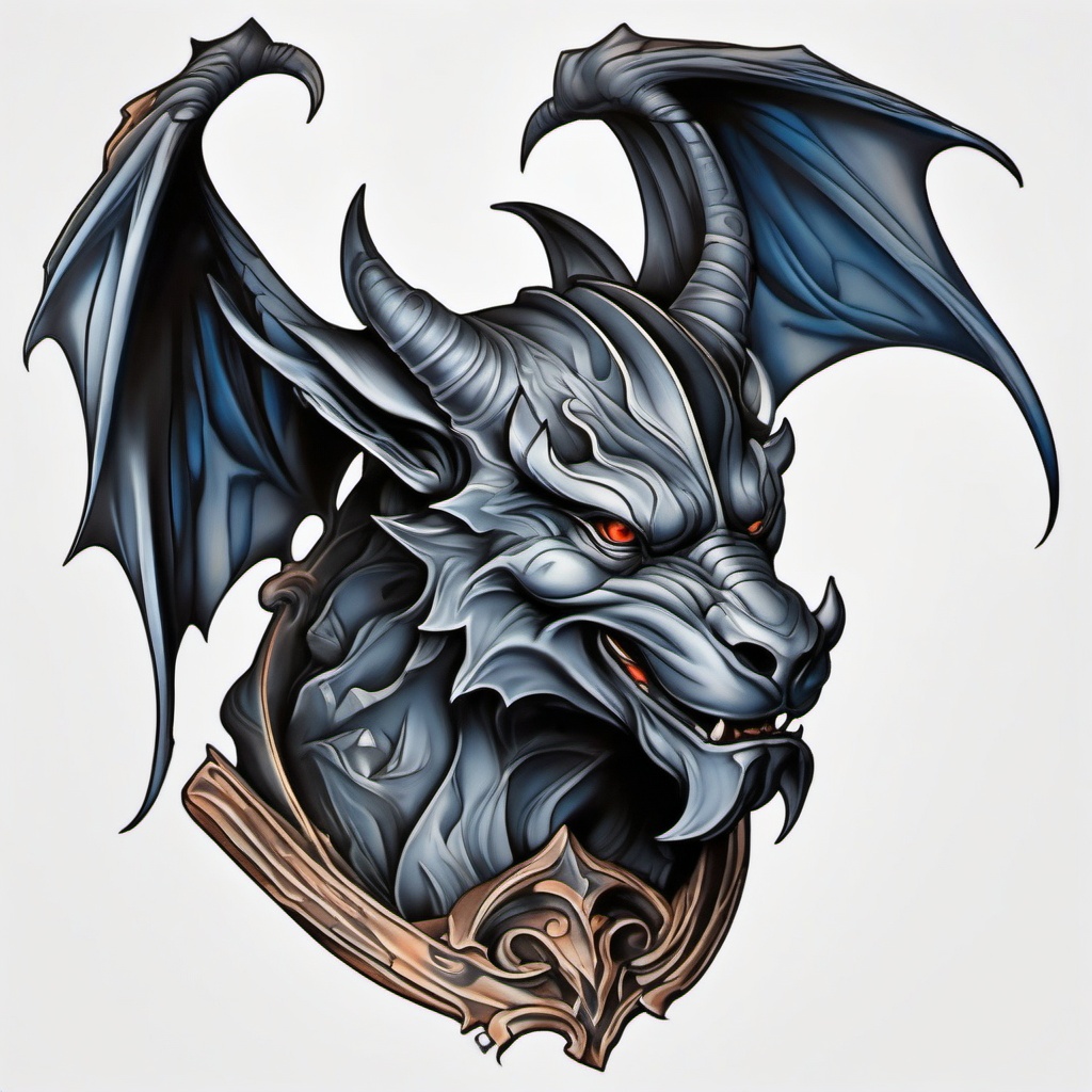 gargoyle tattoo design  simple color tattoo design,white background