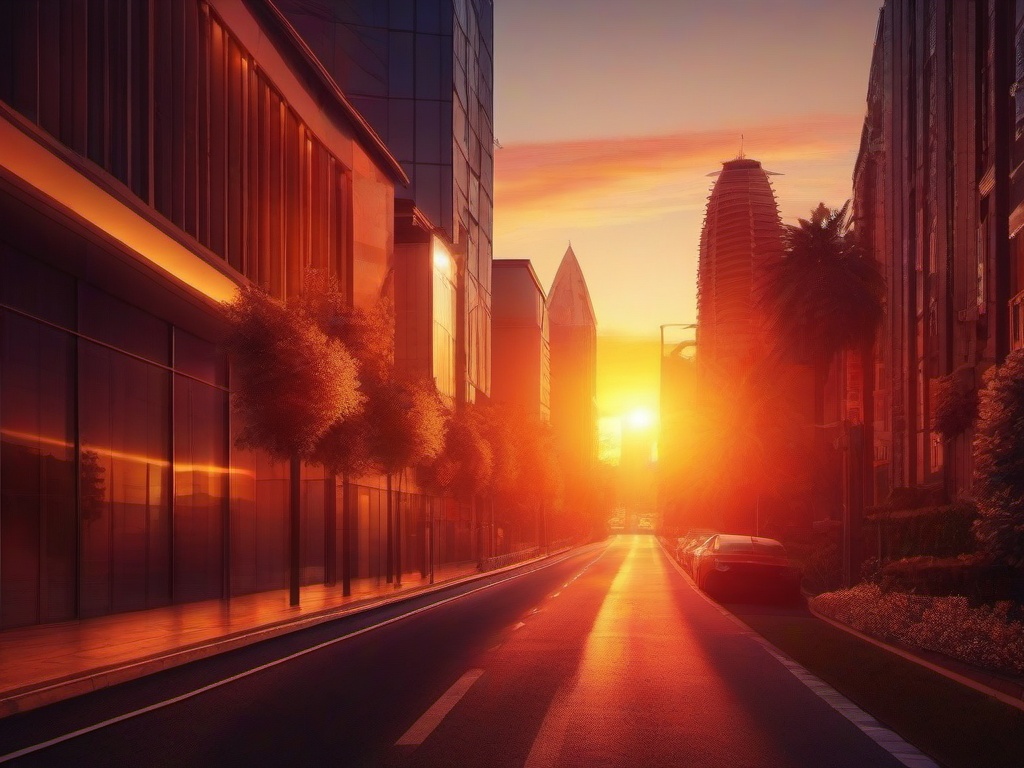 Sunset Wallpaper - Cityscape illuminated by sunset light.  sunset background