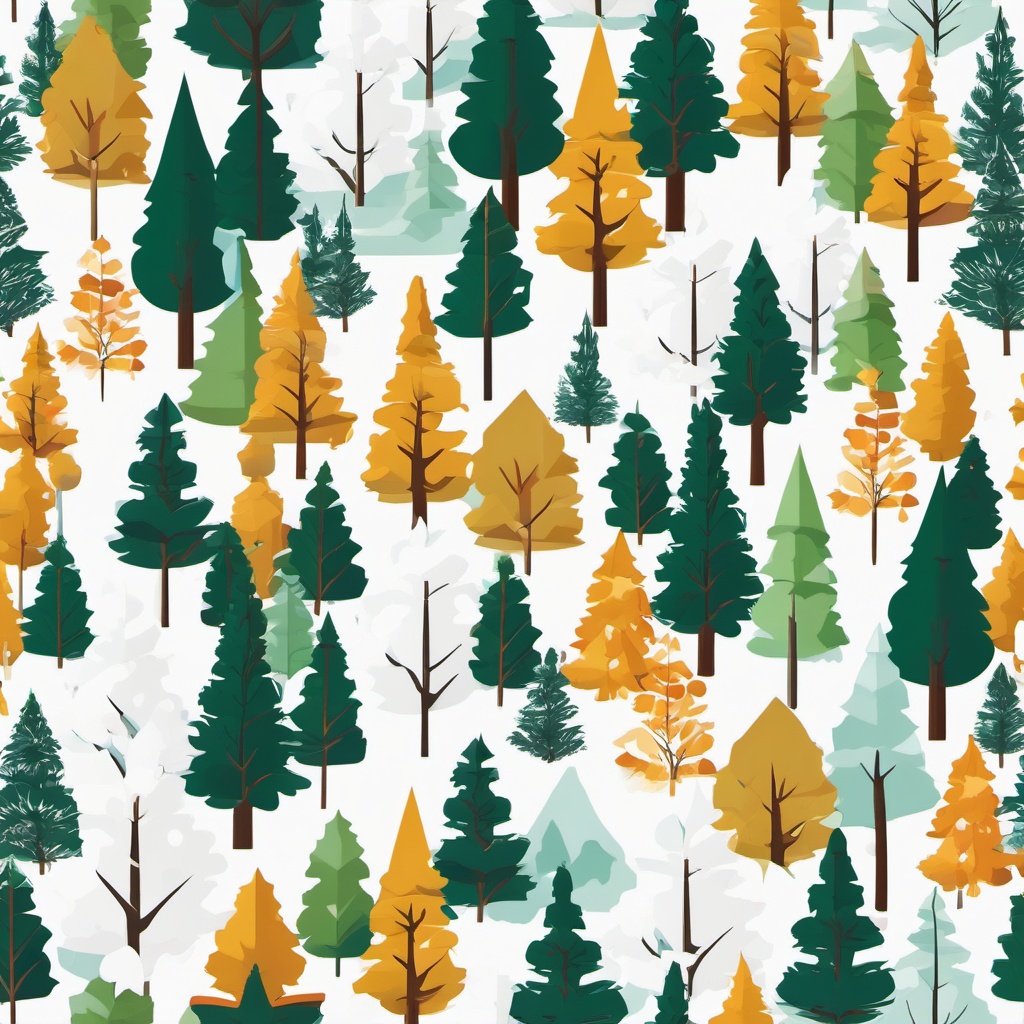 Snow-Capped Trees clipart - Trees adorned with snowy caps, ,vector color clipart,minimal