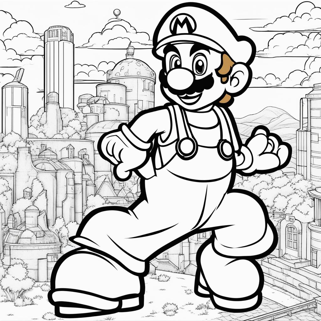 mario coloring pages - mario and luigi embark on a quest in a vibrant video game world. 