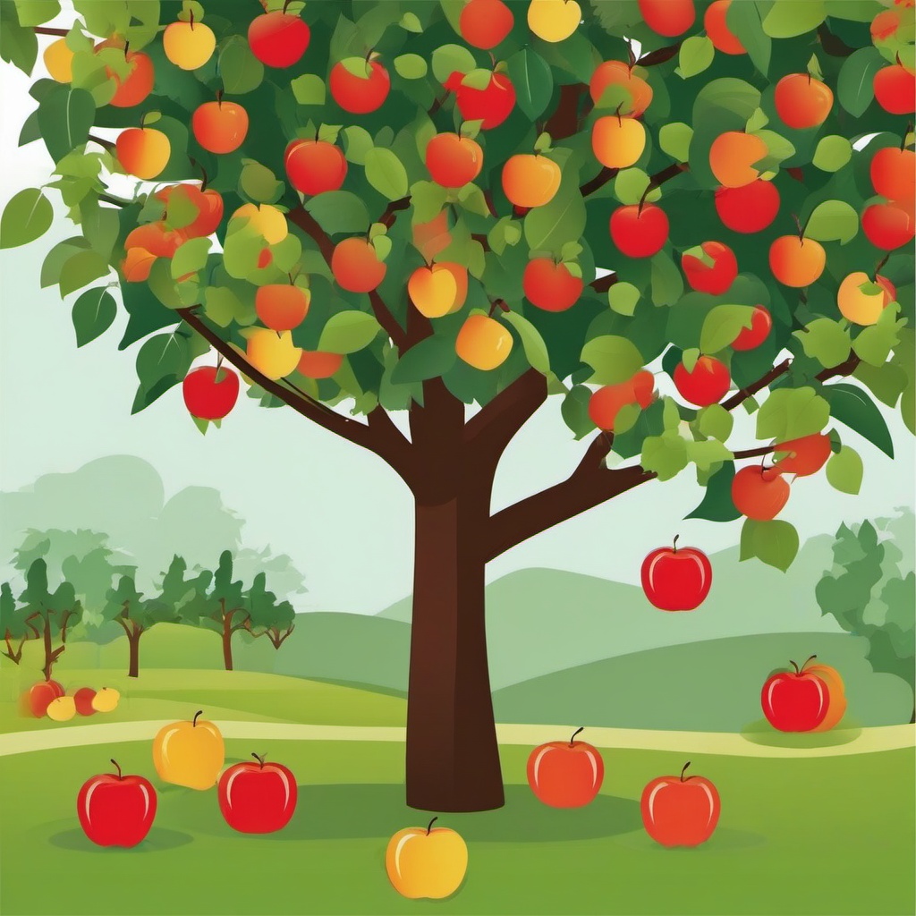 Apple Harvest clipart - Picking ripe apples from the trees, ,vector color clipart,minimal