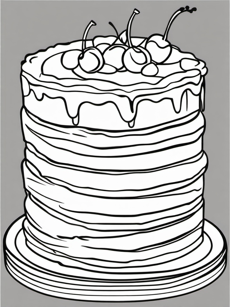 Cake Coloring Pages - Cheesecake with a cherry on top  simple coloring pages