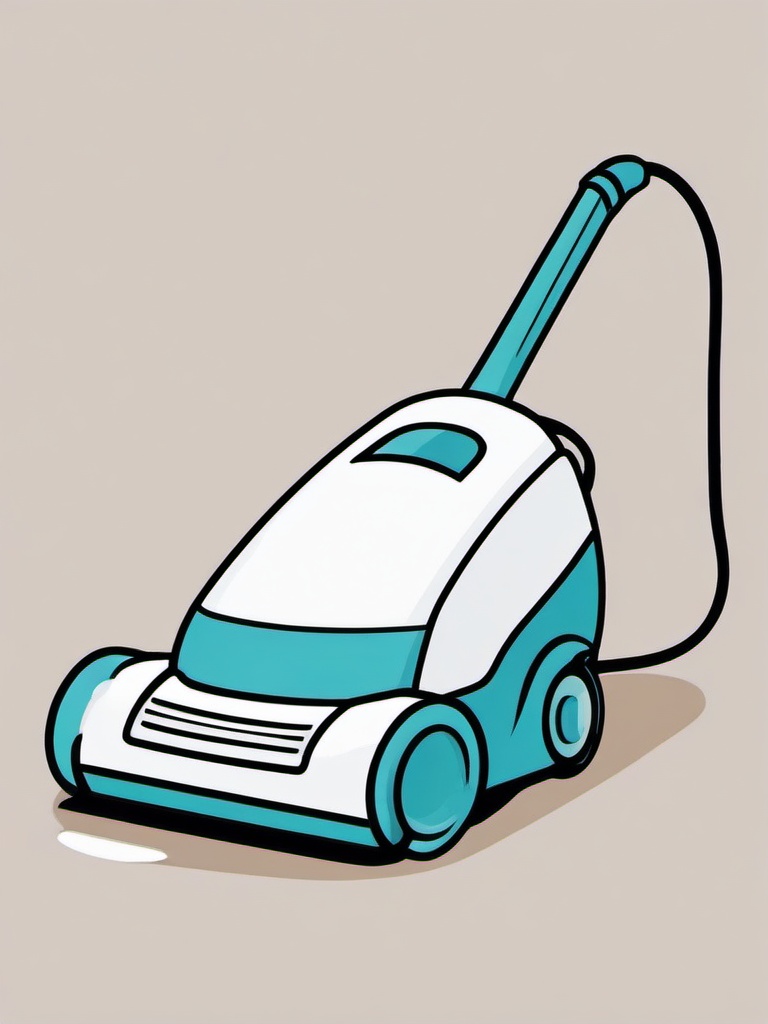 Vacuum cleaner being pushed on the floor clipart.  vector style illustration, white background