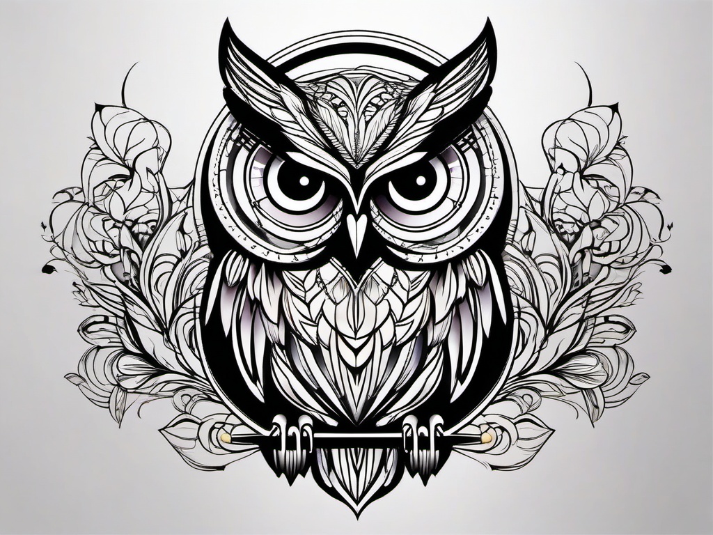 Beautiful Owl Tattoos Designs - Explore stunning and beautifully designed owl tattoos for inspiration.  simple color tattoo,vector style,white background