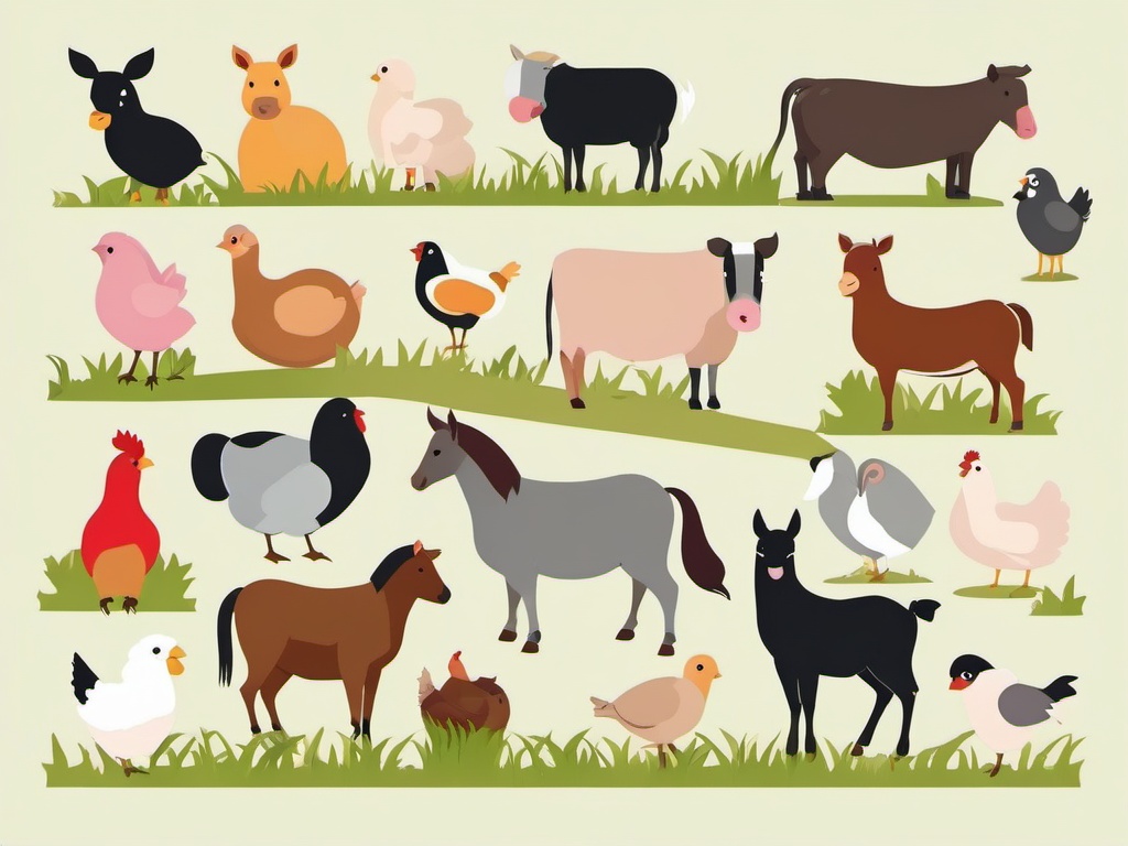 Farm Animal Gathering clipart - Animals gathering on the farm, ,vector color clipart,minimal