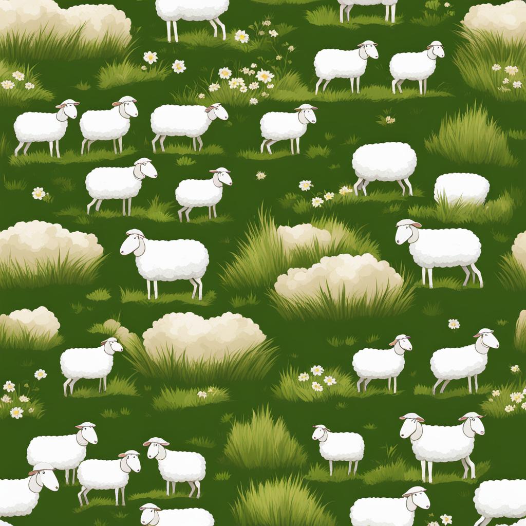 sheep clipart: grazing on a picturesque hillside. 