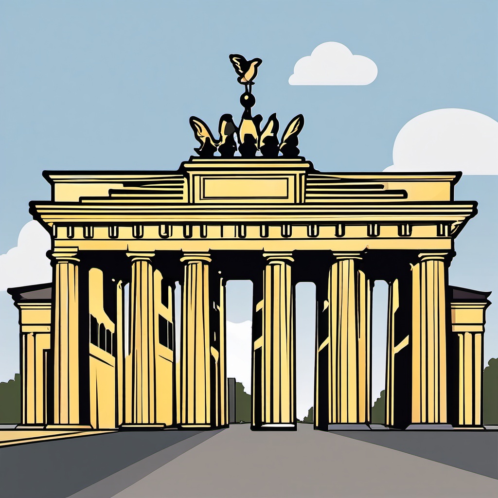 Berlin clipart - Brandenburg Gate and Berlin Wall in Germany, ,color clipart vector style