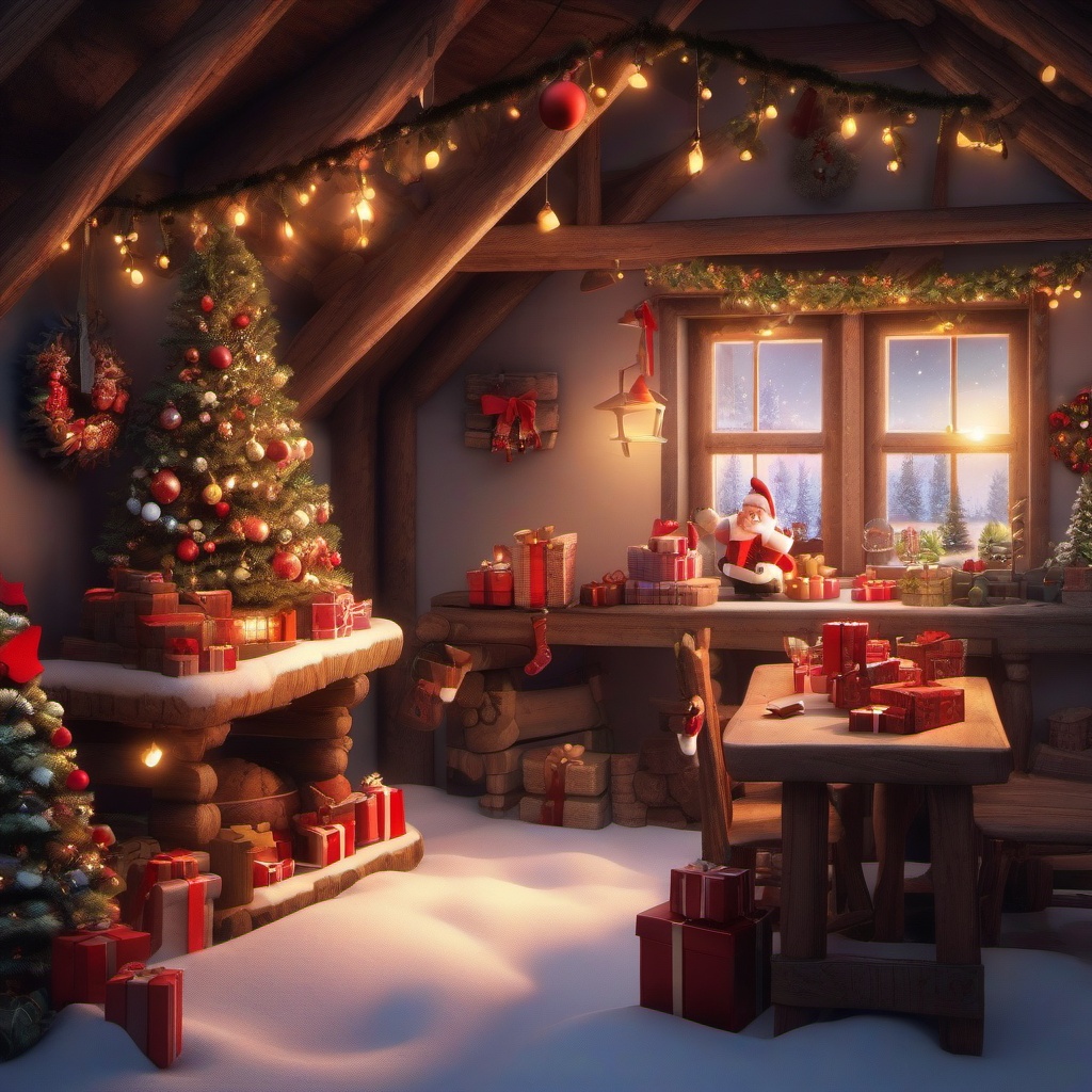 Cute Christmas Wallpaper - Santa's Workshop at Lapland  , splash art wallpaper, dull colors