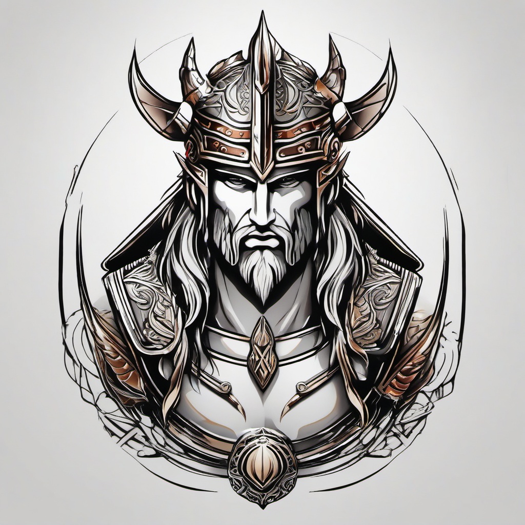 Ares Tattoo Small - A small and delicate tattoo showcasing Ares, the god of war.  simple color tattoo design,white background