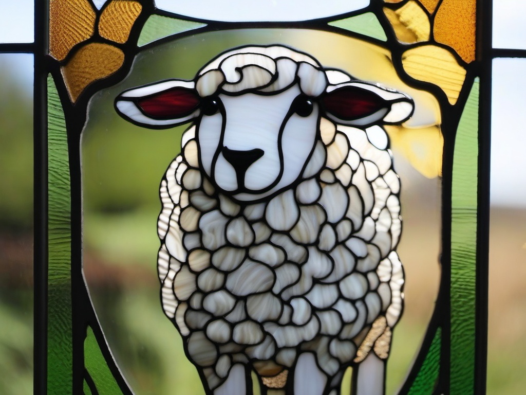 Stained Glass Sheep - Fluffy sheep with soft wool  