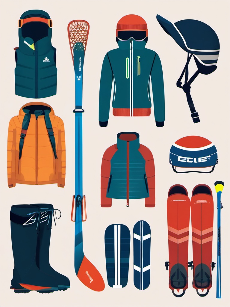 Winter Sports Gear clipart - Collection of winter sports gear, ,vector color clipart,minimal