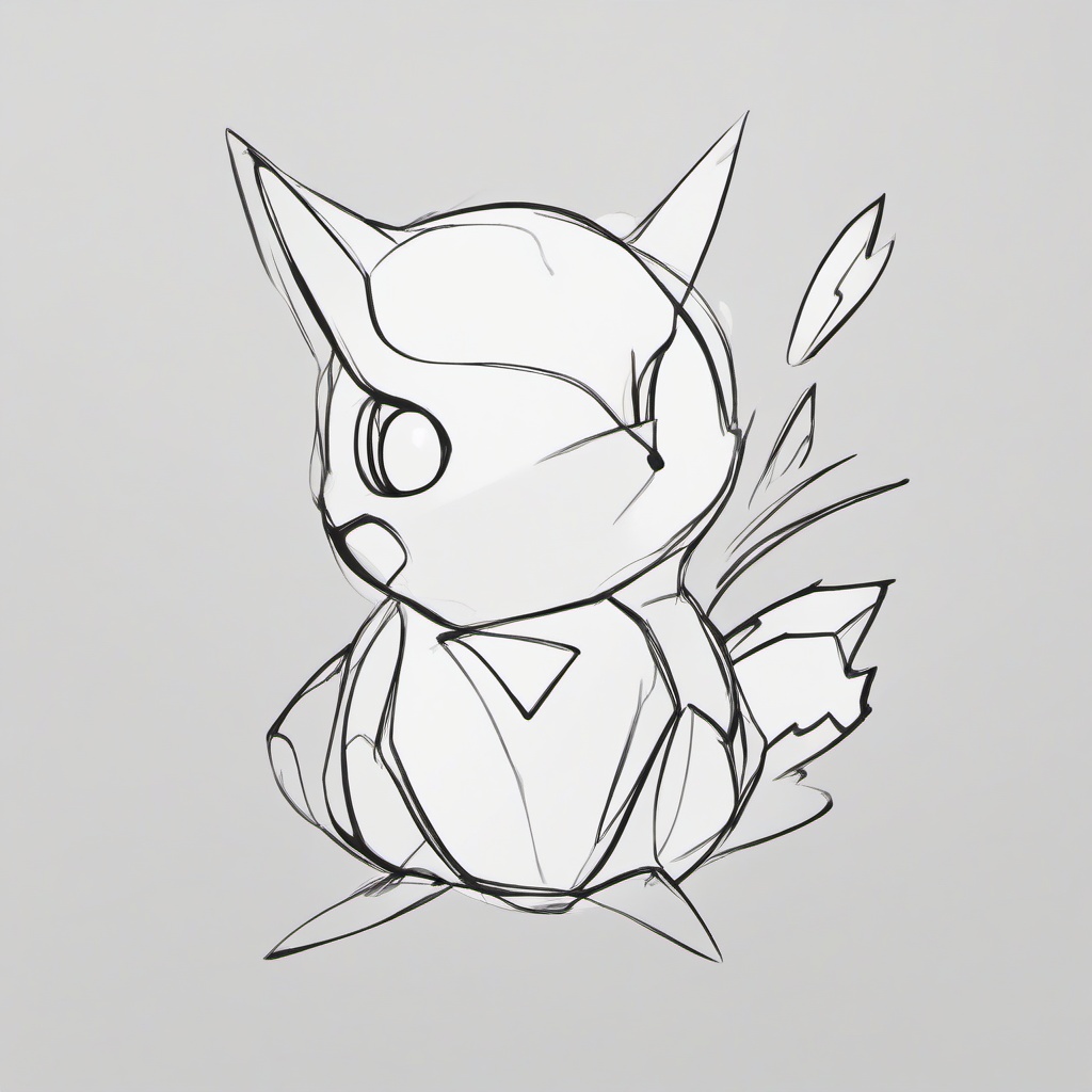 drawing of a shiny Pokémon  minimal rough sketch scribbles,doodles,black and white