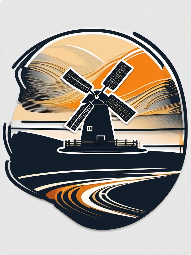 Windmill in the breeze sticker, Windy , sticker vector art, minimalist design