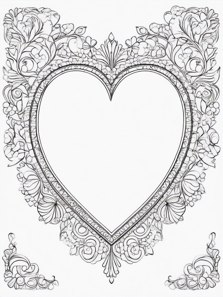 Heart Frame Coloring Pages - Beautiful Frames Made of Hearts  minimal black outline printable sheet, coloring page