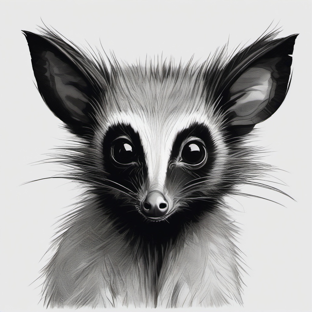 drawing of a aye-aye  minimal rough sketch scribbles,doodles,black and white