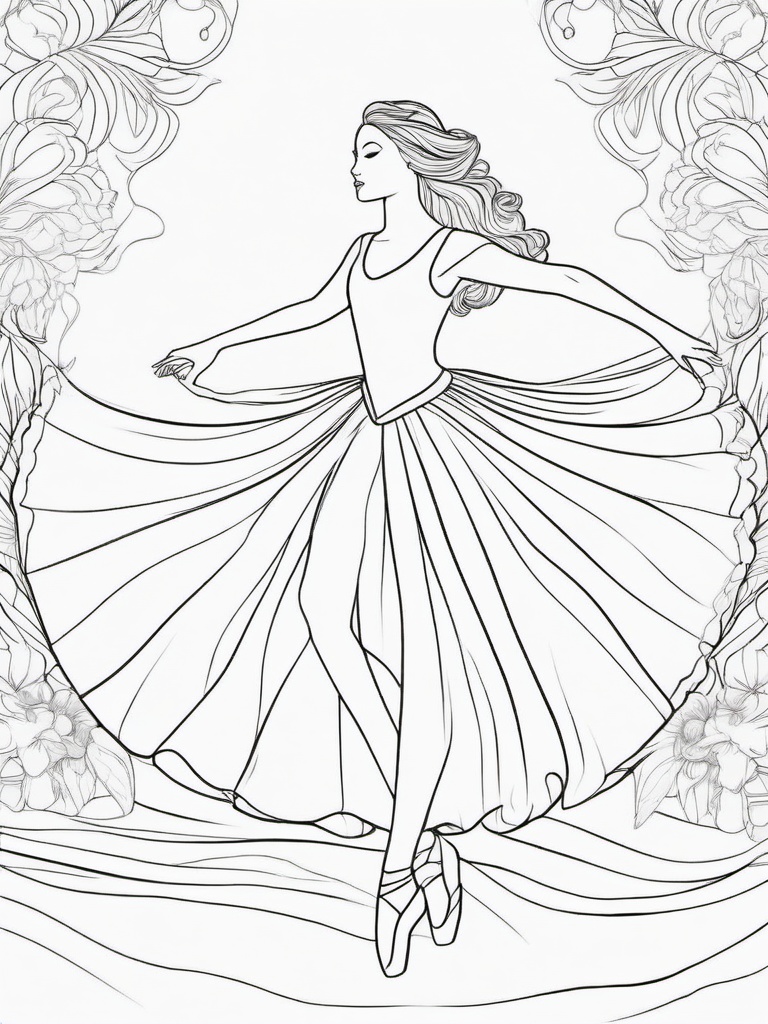 Ballet Princess Coloring Pages - Dancer in a Flowing Tutu  minimal black outline printable sheet, coloring page