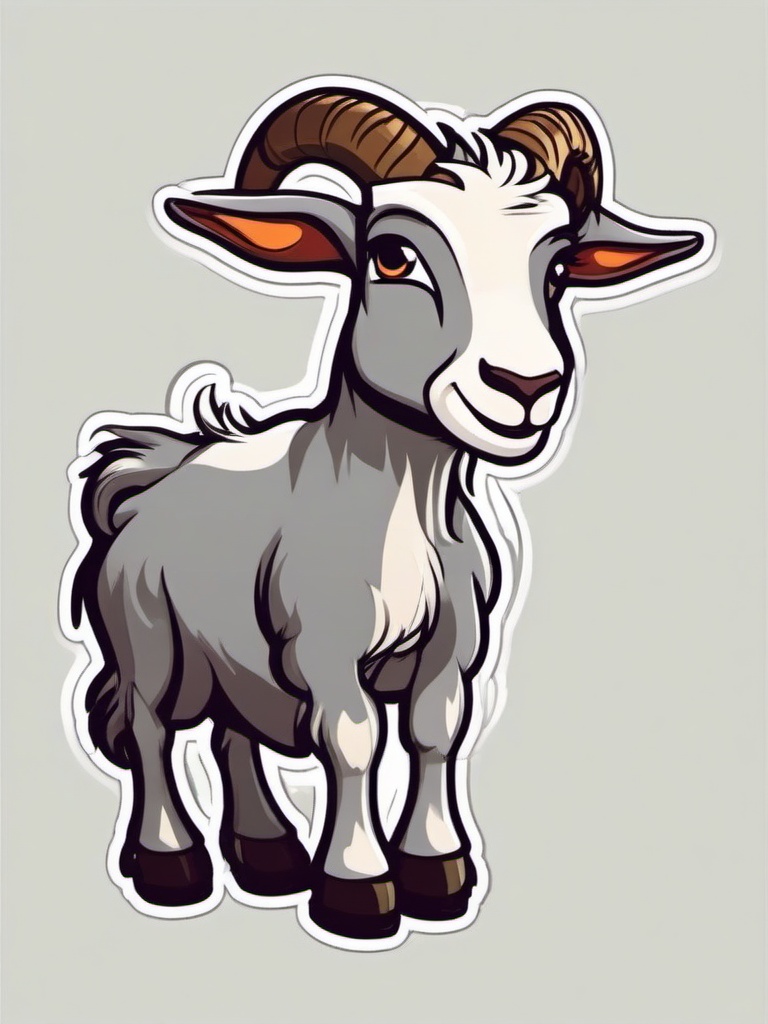 Goat cartoon - sure-footed climber with horns  cartoon sticker style