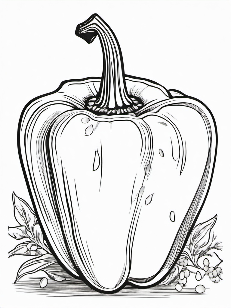 Vegetable Coloring Pages - Green bell pepper with seeds  simple coloring pages