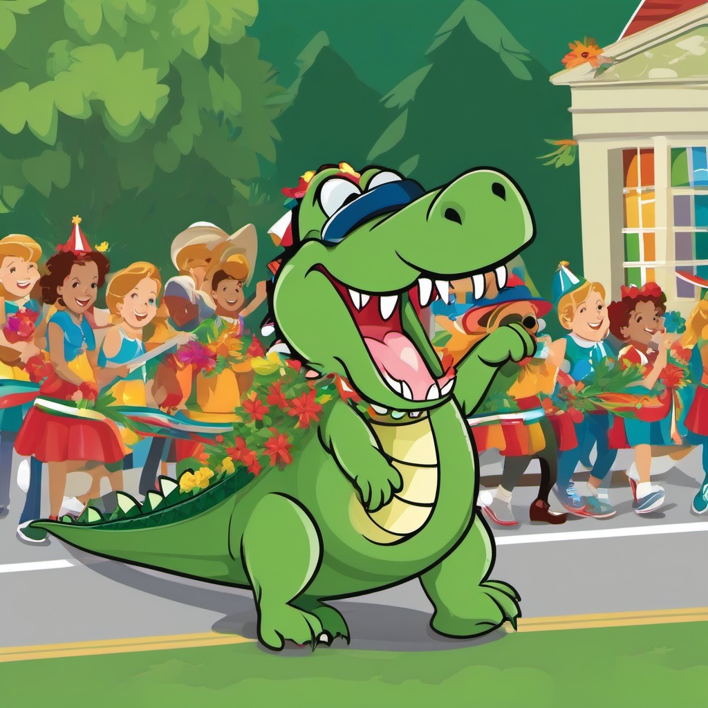 Alligator clipart - alligator participating in a parade  