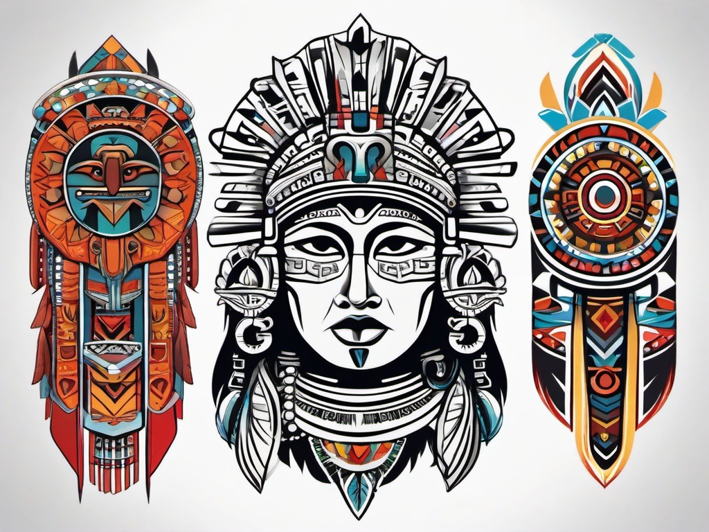 aztec themed tattoo  simple vector color tattoo