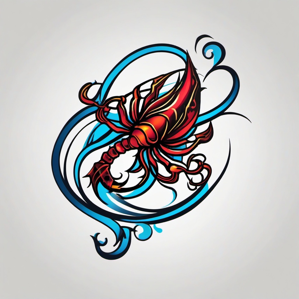 aquarius scorpio tattoo  simple vector color tattoo