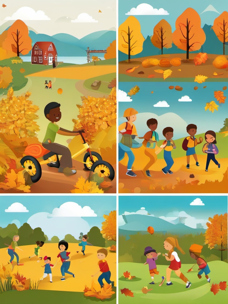 September clipart - people enjoying outdoor activities in September  