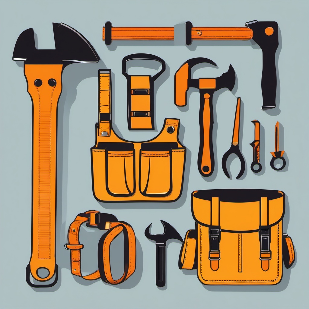 Tool Belt clipart - A worker's tool belt with various tools., ,vector color clipart,minimal