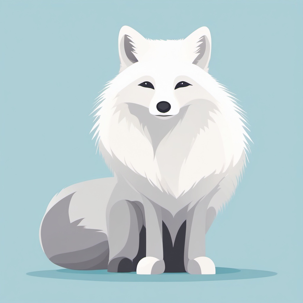 Arctic Fox Clip Art - Arctic fox with a thick white coat,  color vector clipart, minimal style