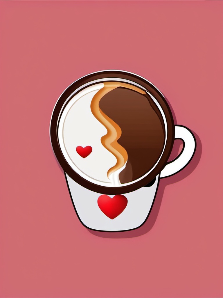 Heartbeat and Coffee Cup Emoji Sticker - Brewing love over coffee, , sticker vector art, minimalist design