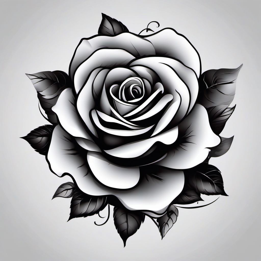 Black and Grey Tattoo Rose-Embrace of subtle shades and sophistication with a black and grey tattoo rose, symbolizing timeless beauty.  simple vector color tattoo