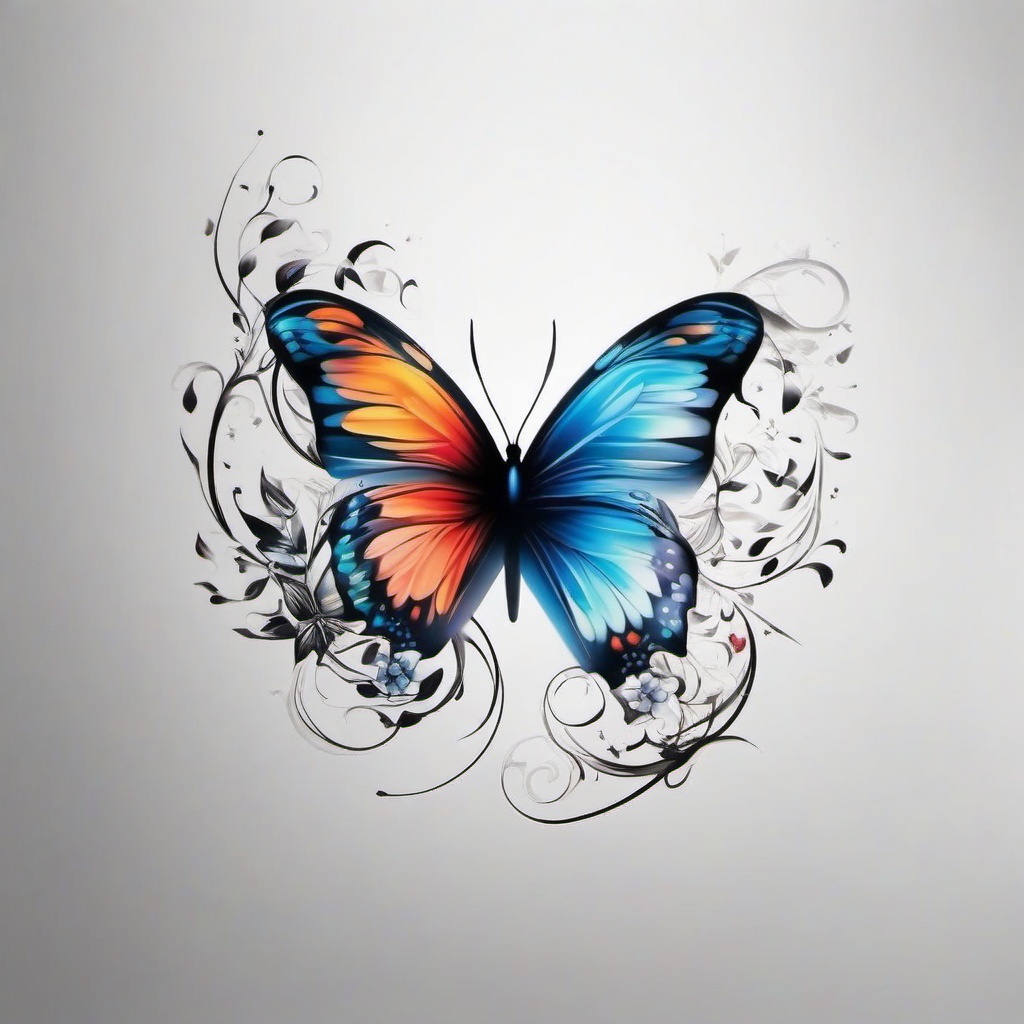 best butterfly tattoo designs  simple color tattoo, minimal, white background