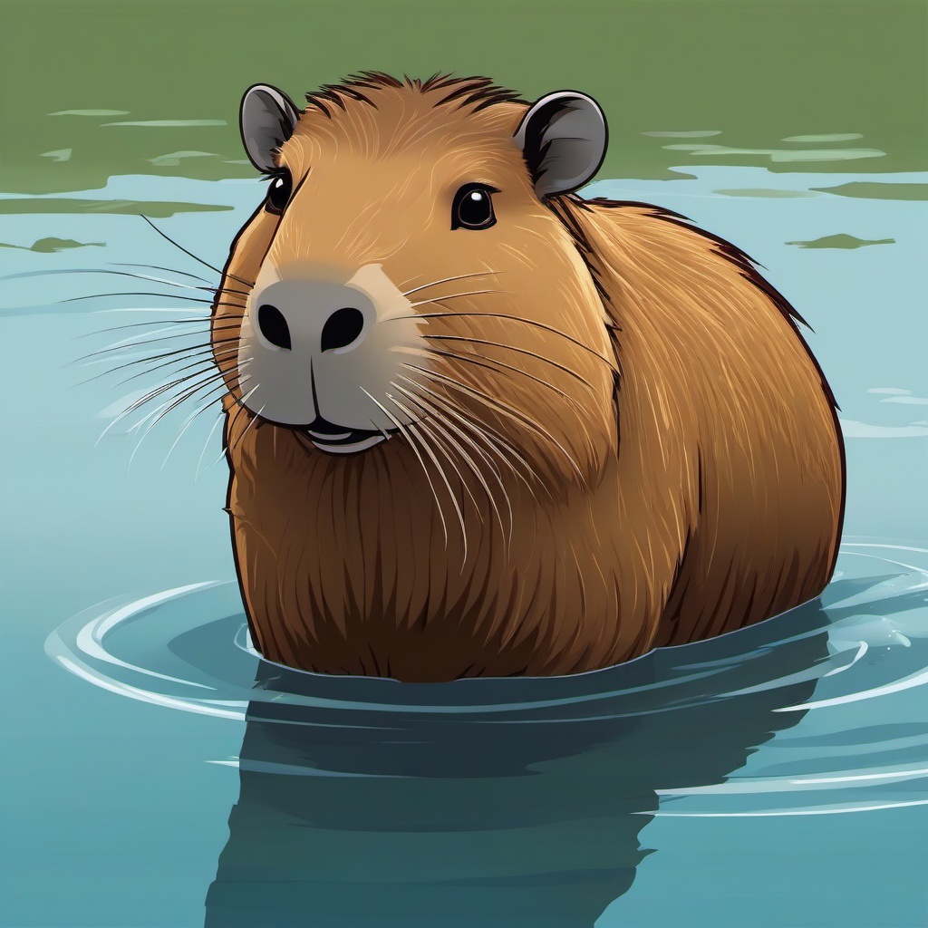 Capybara cartoon - large, water-loving rodent from South America  