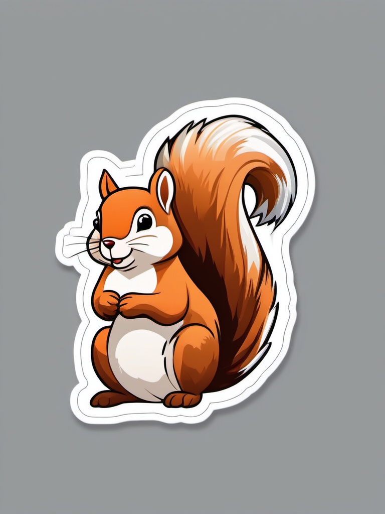 Snowy squirrel sticker- Playful and fluffy, , sticker vector art, minimalist design