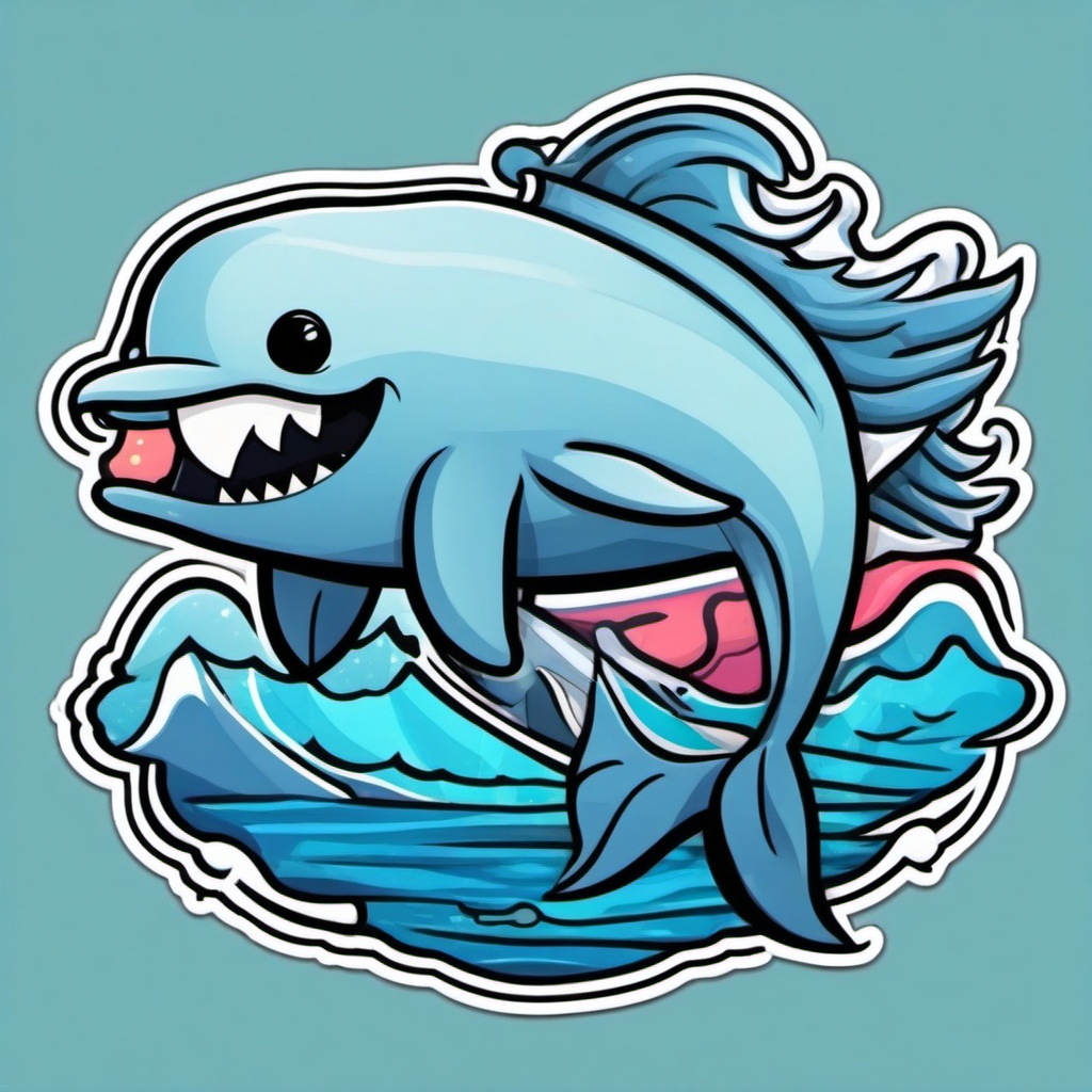 Narwhal cartoon - tusked, arctic whale  cartoon sticker style