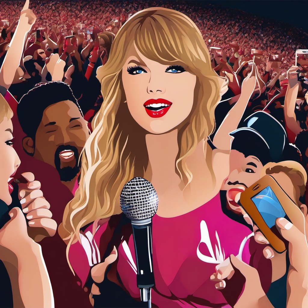 Taylor Swift clipart - Taylor Swift with fans at a concert  