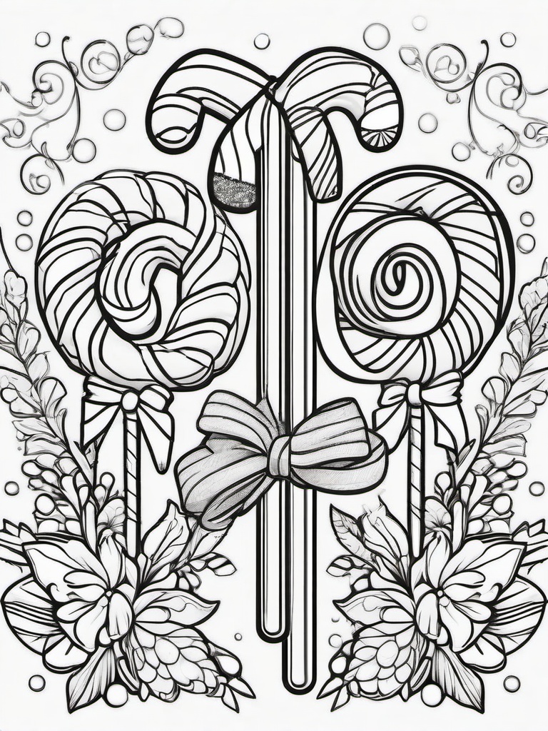 Candy Cane Coloring  outling,coloring pages,black and whit