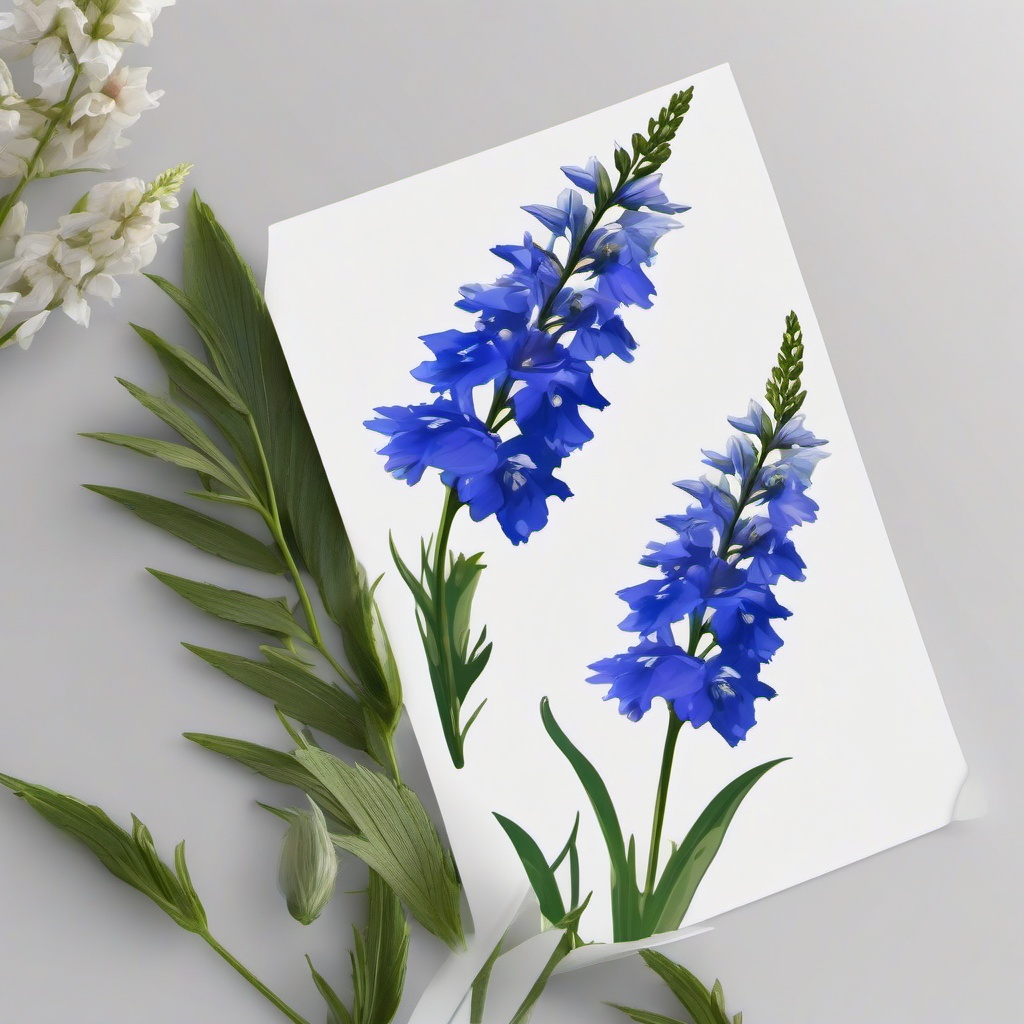 Delphinium Sticker - Add a touch of garden elegance with the tall and vibrant spikes of delphinium blooms, , sticker vector art, minimalist design